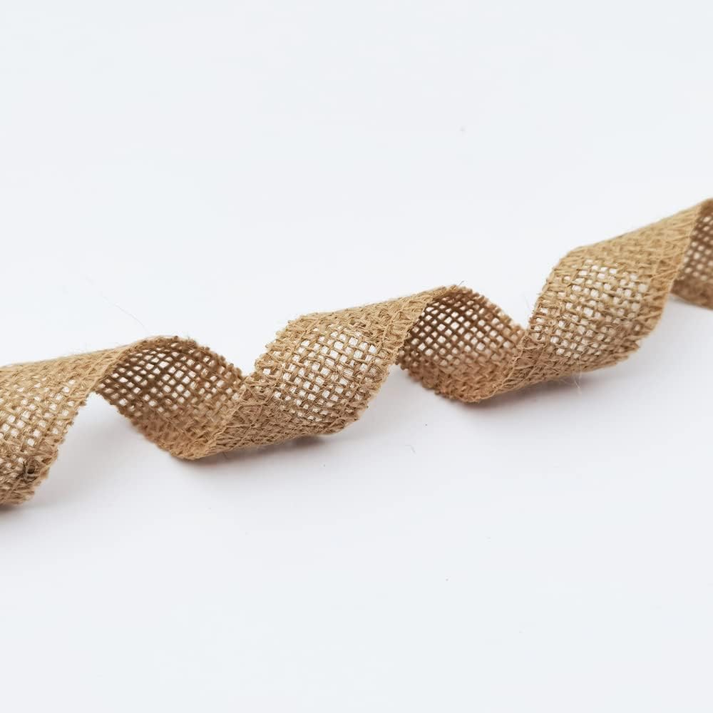 INSPIRELLE 1" Natural Burlap Fabric Roll 10 Yards Jute Ribbon for Gift Wrapping Craft Projects Wedding Decoration Home Decoration 2.5CM
