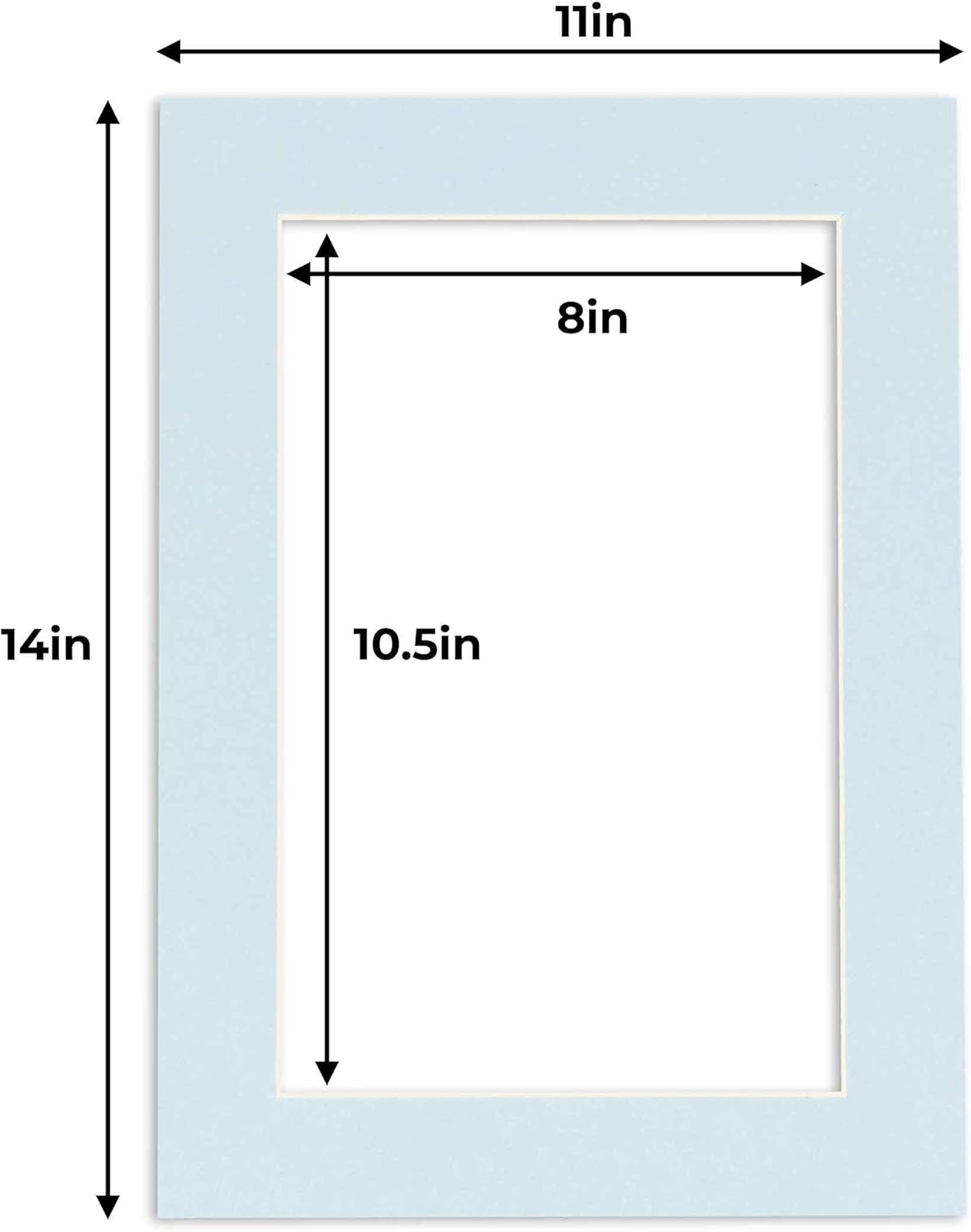 11x14 Mat for 8.5x11 Photo - Precut Baby Blue Picture Matboard for Frames 11 x 14 Inches - Bevel Cut Matte to Display Art 8.5 x 11 Inches - Acid Free Pack of 25 MATS with Backing Boards & Clear Bags