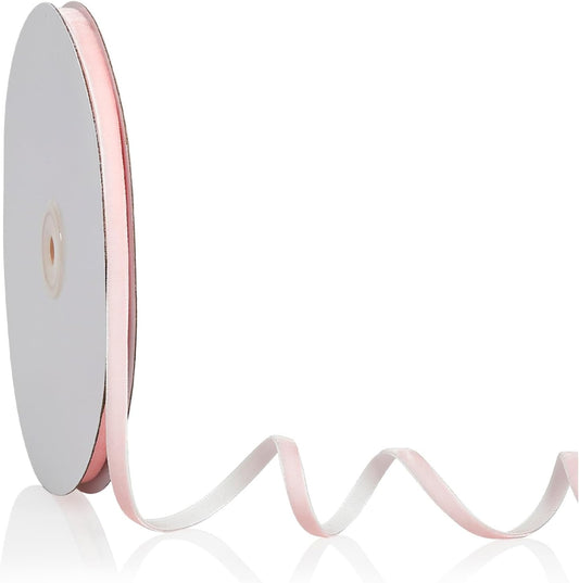 1/4" X 20 Yards Baby Pink Velvet Ribbon for Christmas Tree Wreath Decoration Handmade Crafts Ornaments Gift Wrapping & Bow Making