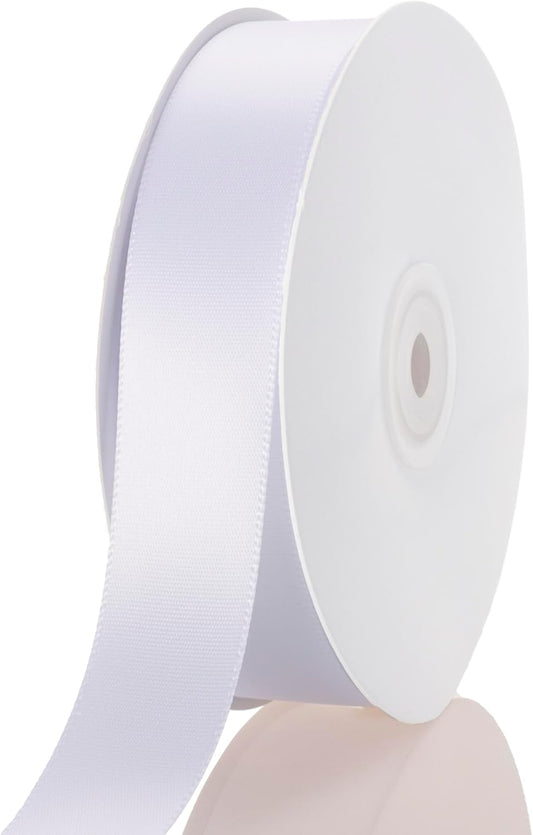 1 Inch White Ribbon, 50 Yards Craft Polyester Satin Ribbon Perfect for Gift Wrapping, Handmade Roses, Wedding Party Decorations and DIY Crafts