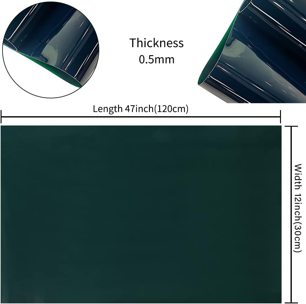HYANG Blackish Green Solid Colors Transparent PVC Super Clear Holographic Vinyl 1 Roll 12" x 47" (30cm x 120cm) for DIY Bows Earrings Bags DIY Crafts Making