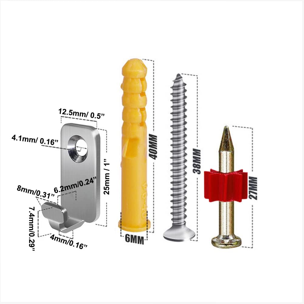 10pcs Heavy Duty T-Head J-Shaped Hangers 304 Stainless Steel Wall Mounted Mini Wall Hooks Hanger for Mirror Picture Frames Hanging Wire/D Rings/Keyhole Hangers