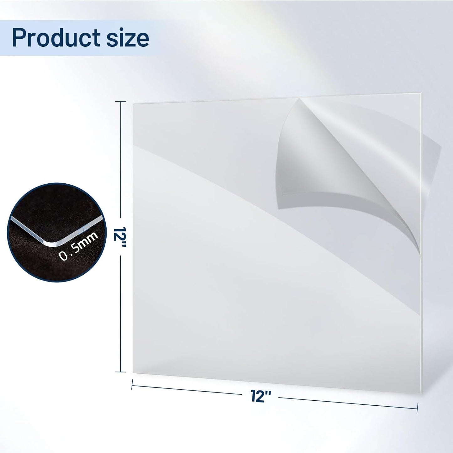 10 Pack 12”x12” x0.02” Clear PET/Plexiglass Sheet, Transparent Flexible Plastic Sheet 12x12, 0.02” Clear Plastic Sheet for Crafts, Picture Frames, Painting, Sign Blank