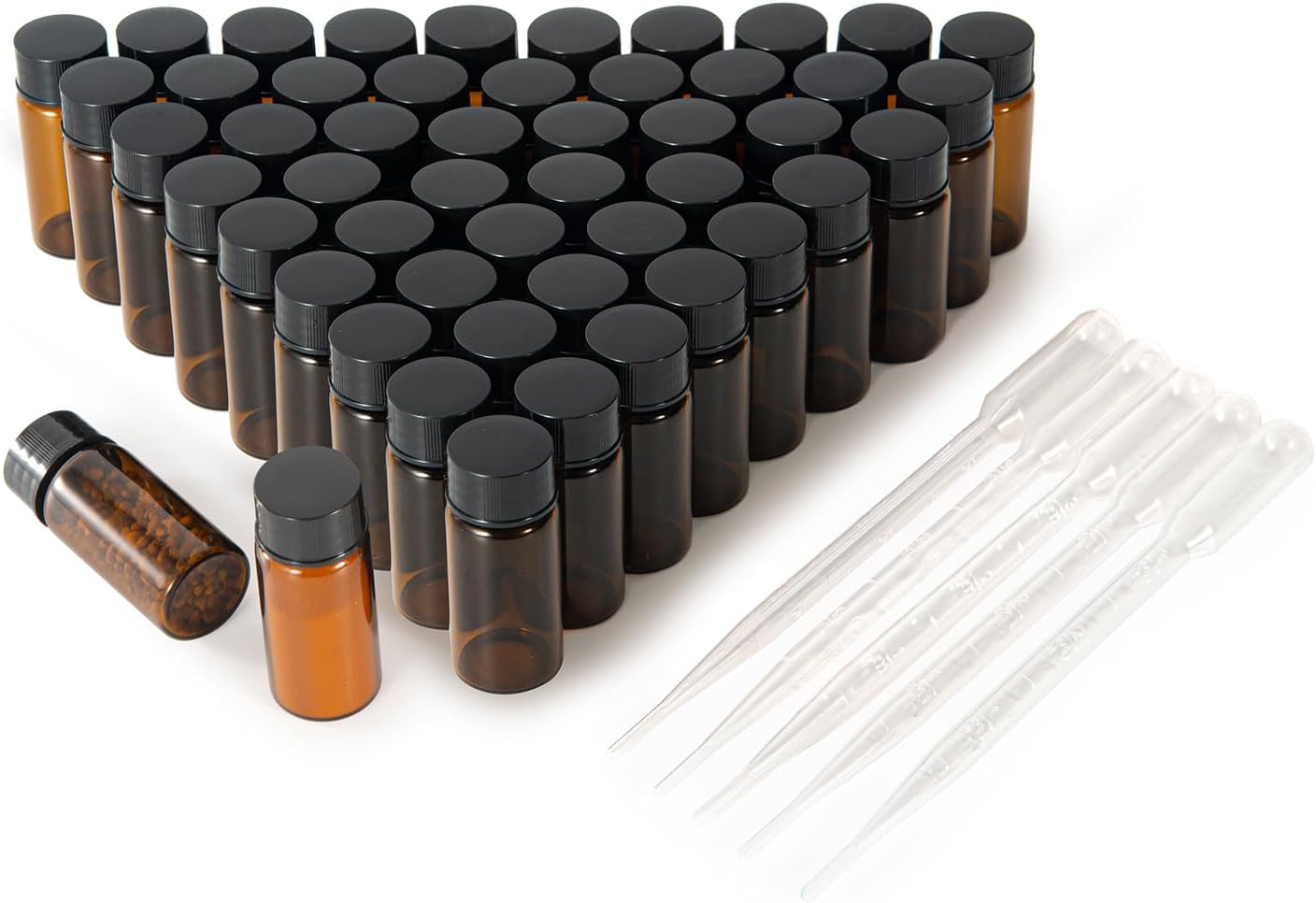 10ml Amber Small Glass Vials 50pcs with Screw Caps(50pcs)