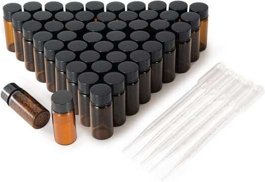 10ml Amber Small Glass Vials 50pcs with Screw Caps(50pcs)