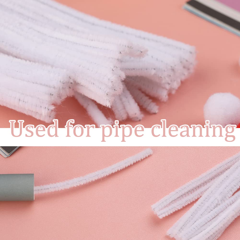 110 PCS White Pipe Cleaners, Christmas Craft Pipe Cleaners, Art Pipe Cleaners for Creative Home Decoration Supplies Arts and Crafts Project