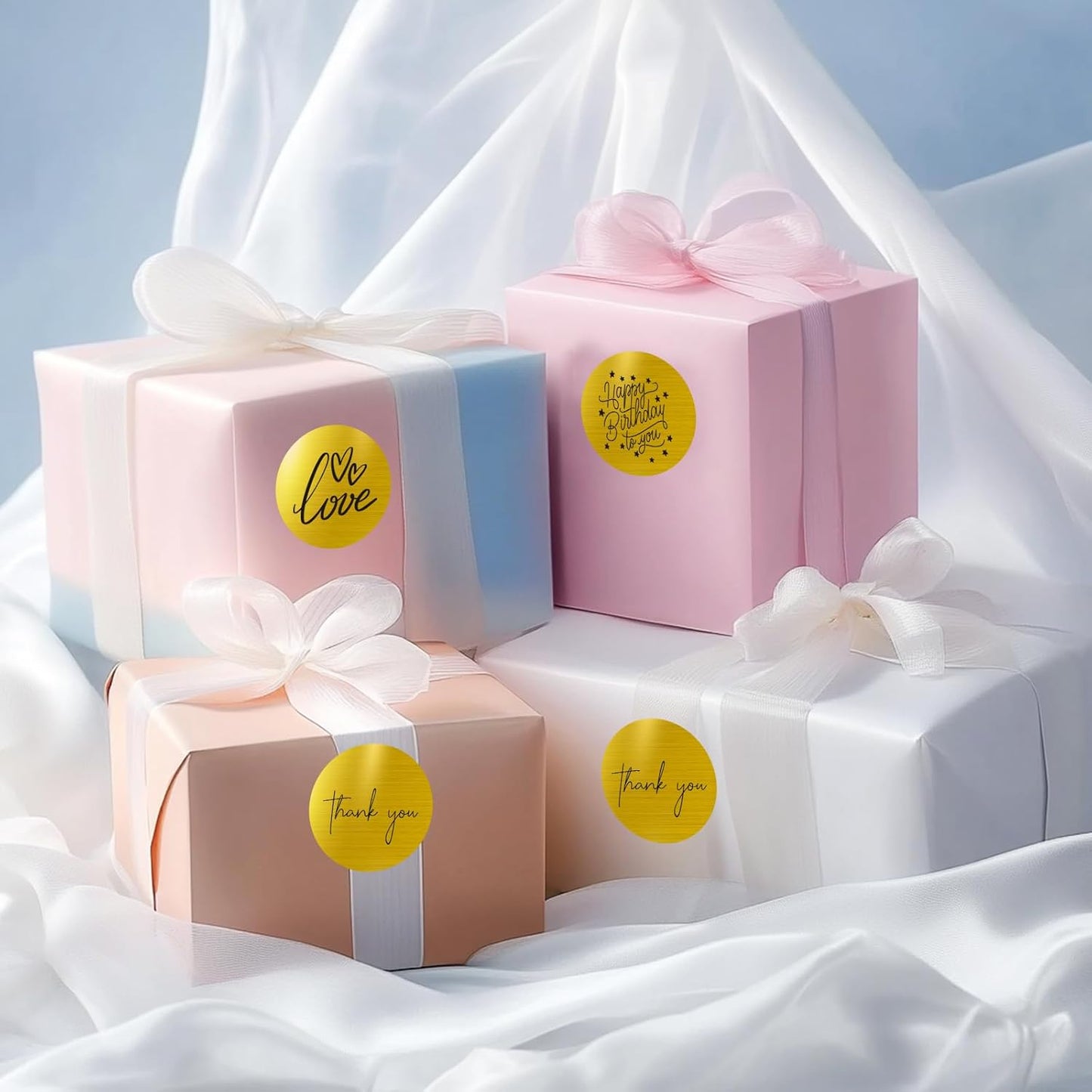 1.5" Holographic Direct Thermal Label Stickers, Round Printable Rainbow Glitter Thermal Printer Sticker Labels for Gift Wrapping, Self-Adhesive DIY Custom Logo Design- Gold