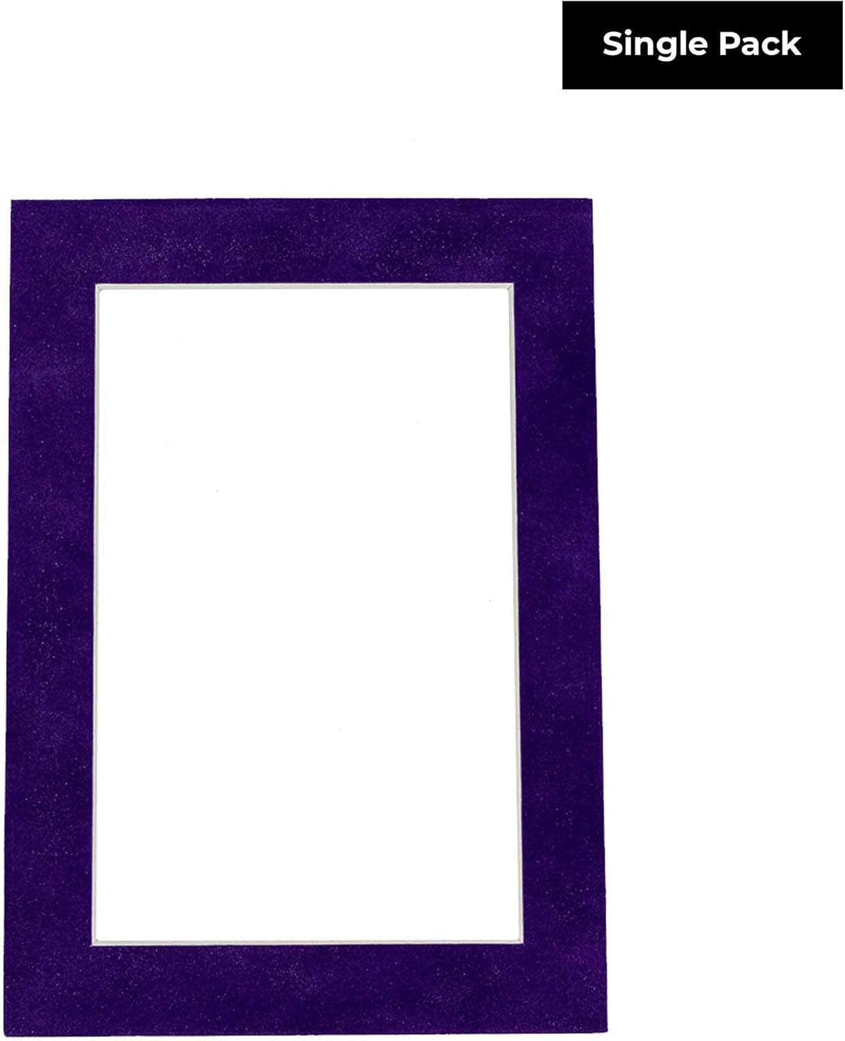 11x14 Mat Bevel Cut for 8.5x11 Photos - Acid Free Purple Crocus Suede Precut Matboard With Backing Board and Crystal Clear, Self Seal Mat Bag - For Pictures, Framing - 4-ply Thickness