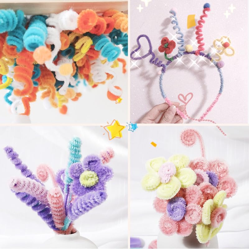 100 Pieces Pipe Cleaners Chenille Stem, Solid Candy Pink Color Pipe Cleaners Set for Pipe Cleaners DIY Arts Crafts Decorations, Chenille Stems Pipe Cleaners (Light Pink)