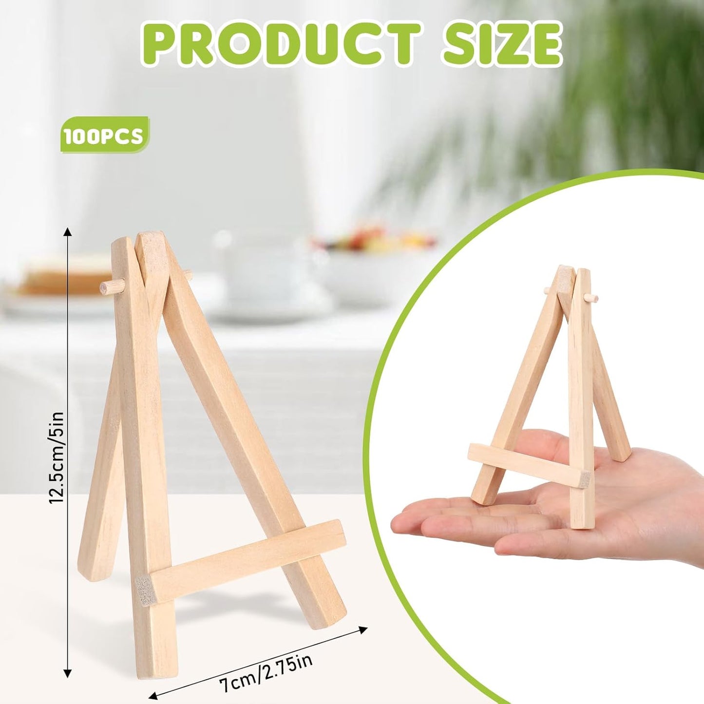 100 Pcs Mini Wood Display Easel Stands 5 Inch Small Wooden Canvas Easels A-Shaped Tripod Small Easels Arts Crafts Easels for Small Canvas Holder, Crafts, Signs, Photos, DIY Crafts, Home Decoration