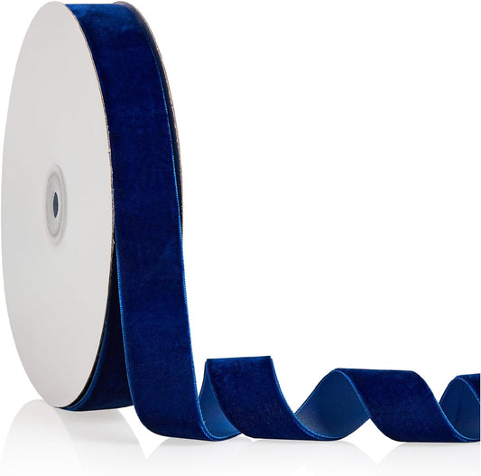 1" X 20 Yards Navy Blue Velvet Ribbon for Christmas Tree Wreath Decoration Handmade Crafts Ornaments Gift Wrapping & Bow Making