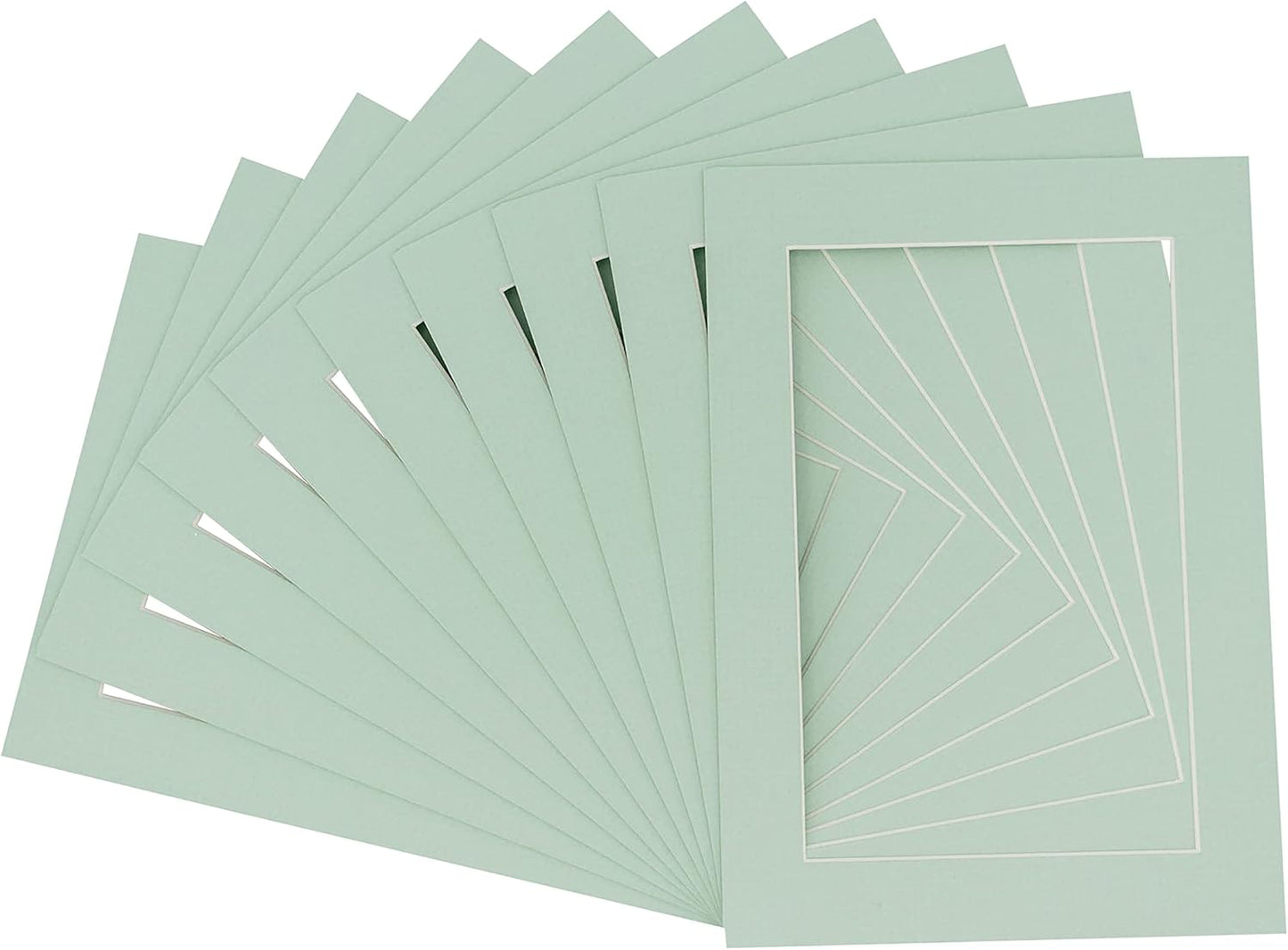 11x14 Mat for 8.5x11 Photo - Precut Honeydew Green Picture Matboard for Frames 11 x 14 Inches - Bevel Cut to Display Art 8.5 x 11 Inches - Acid Free Pack of 100 MATS with Backing Boards & Clear Bags