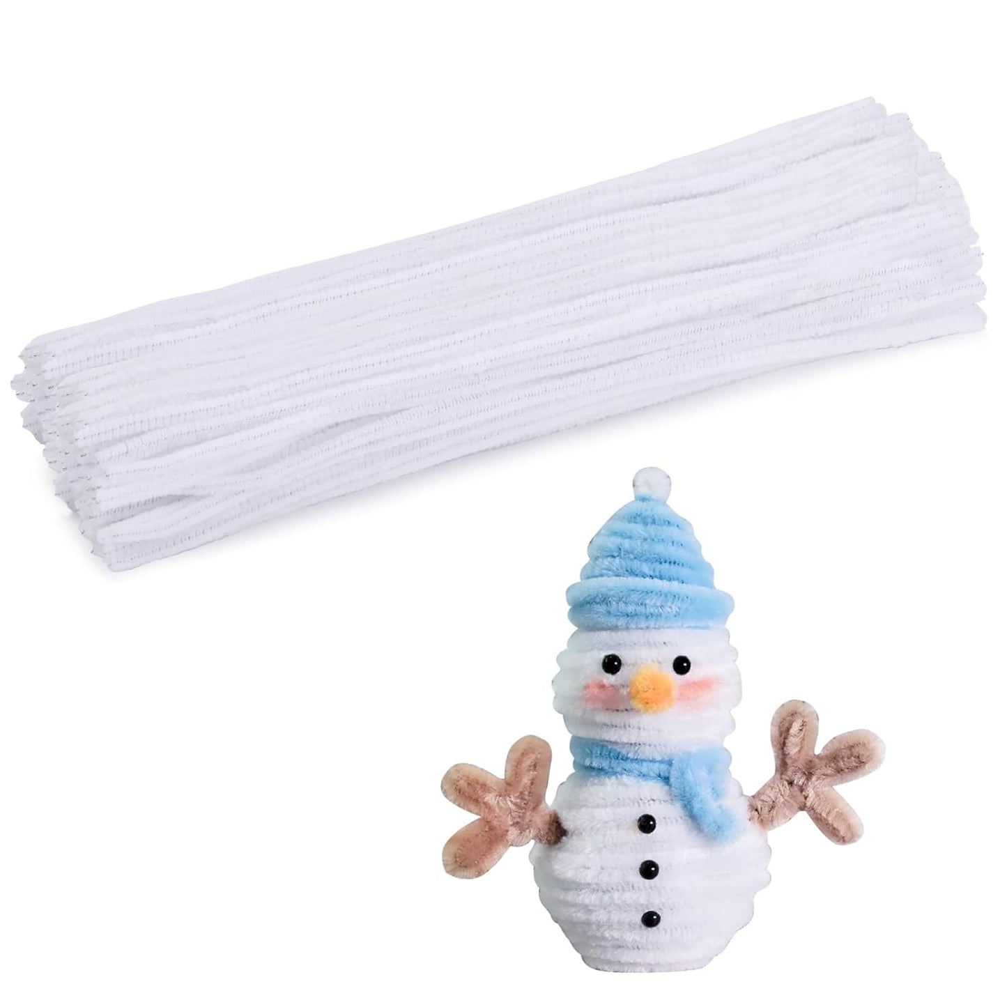 110 PCS White Pipe Cleaners, Christmas Craft Pipe Cleaners, Art Pipe Cleaners for Creative Home Decoration Supplies Arts and Crafts Project