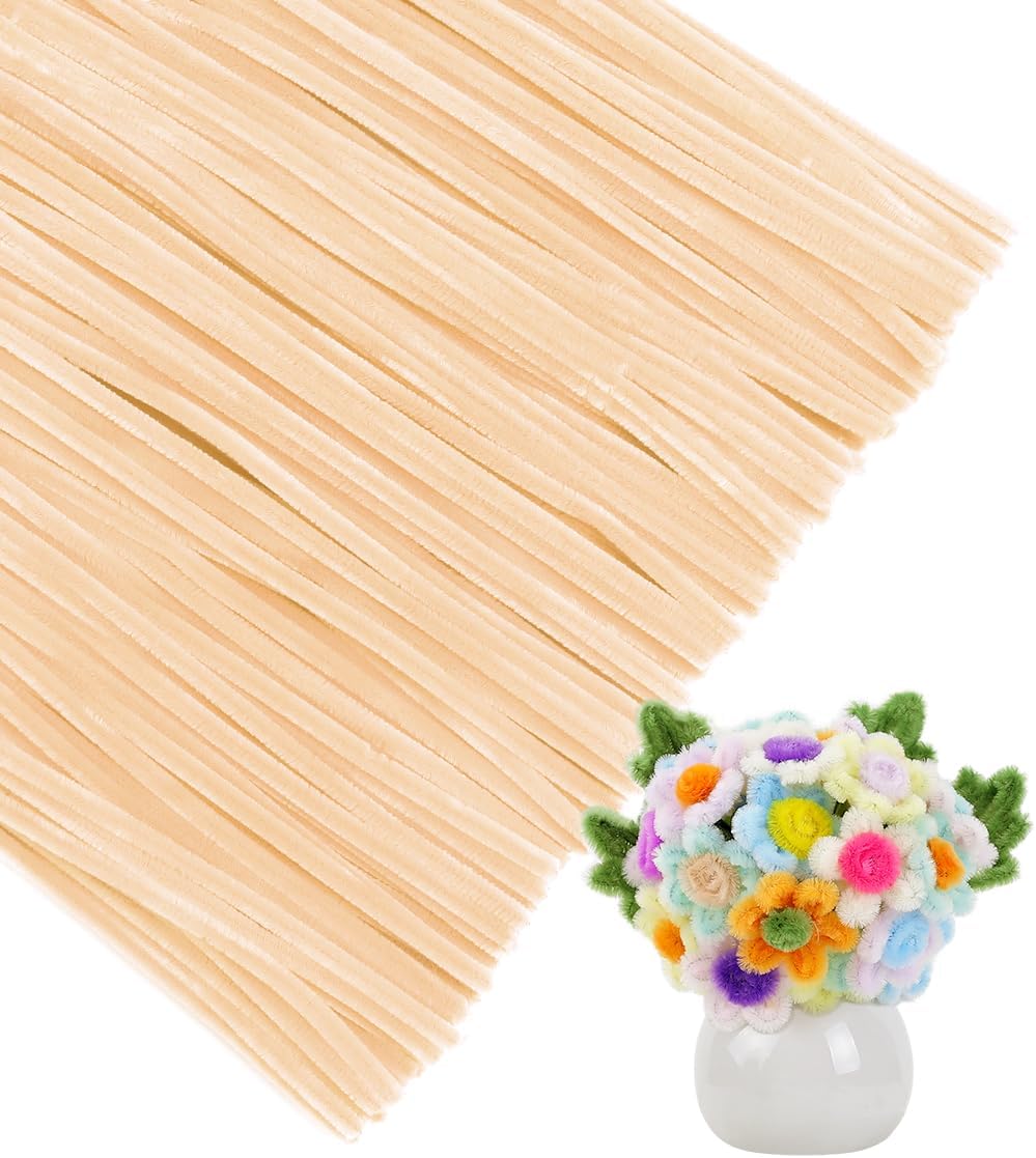 IOOLEEM Pipe Cleaners, 200pcs Pastel Skin Color, Flower Making Arts and Craft Supplies, Ideas for Art Project Activity.