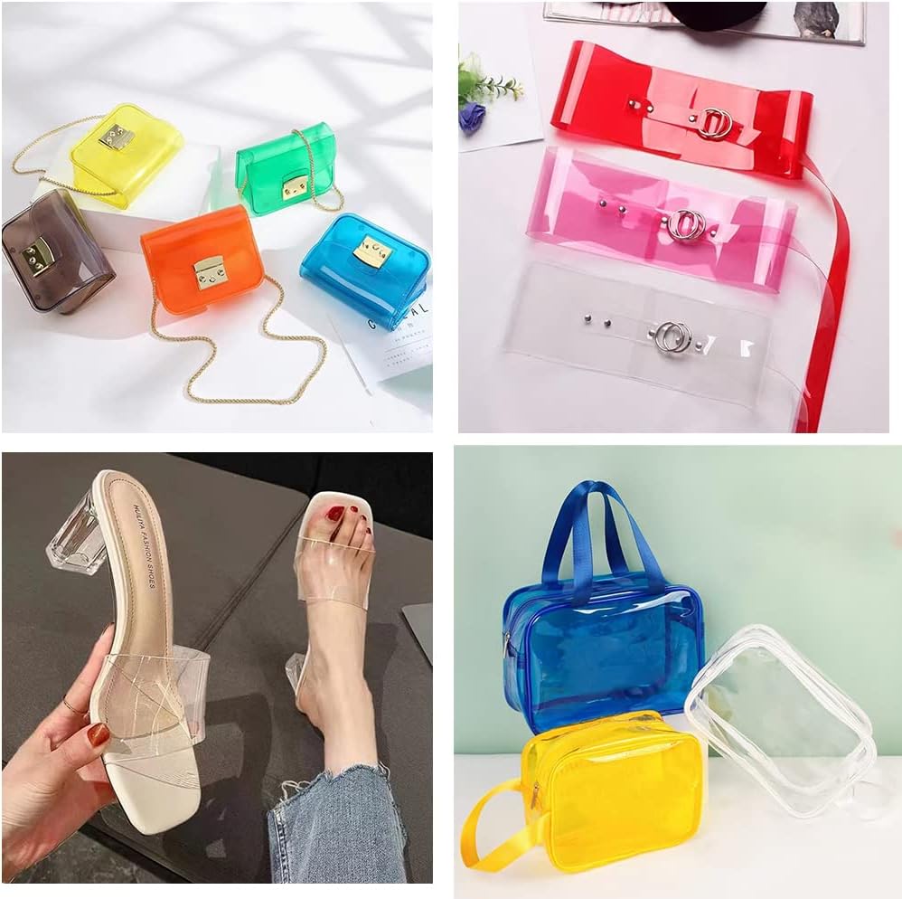 HYANG Red Transparent PVC Super Clear Holographic Vinyl Faux Leather Sheets 1 Roll 12'' x 47'' (30cm x 120cm) for DIY Bows Earrings Bags DIY Crafts Making (HY-101)