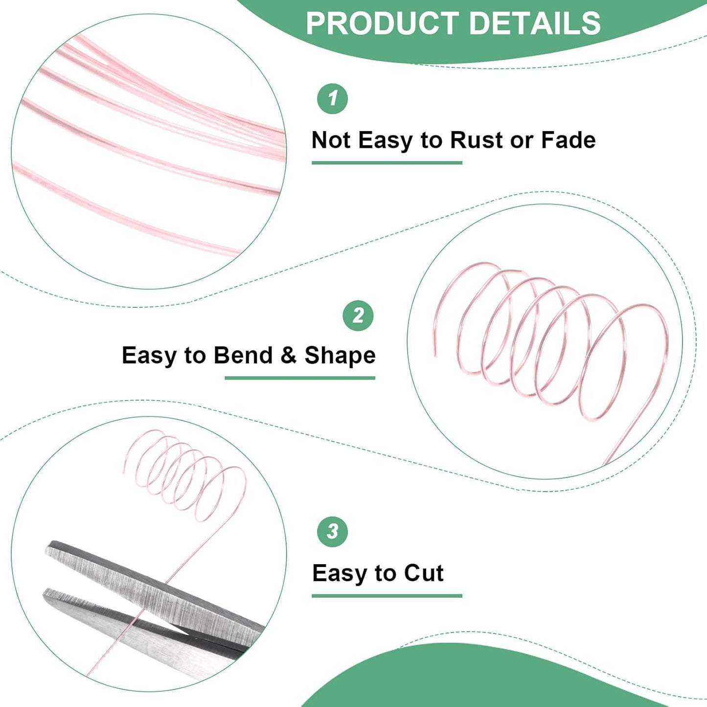 0.4 mm/26 Gauge Copper Wire for Jewelry Making, 30.2FT Copper Beading Craft Wire for Jewelry/Weaving/DIY Crafting/Planting, Color-Retaining [9.2M, Rose Gold]