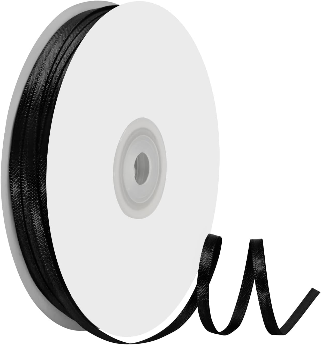 1/8" X 100 Yards Black Satin Thin Ribbon Solid Color Double Faced Ribbons Perfect for Crafts Wedding Decor Bow Making Arts Sewing and More