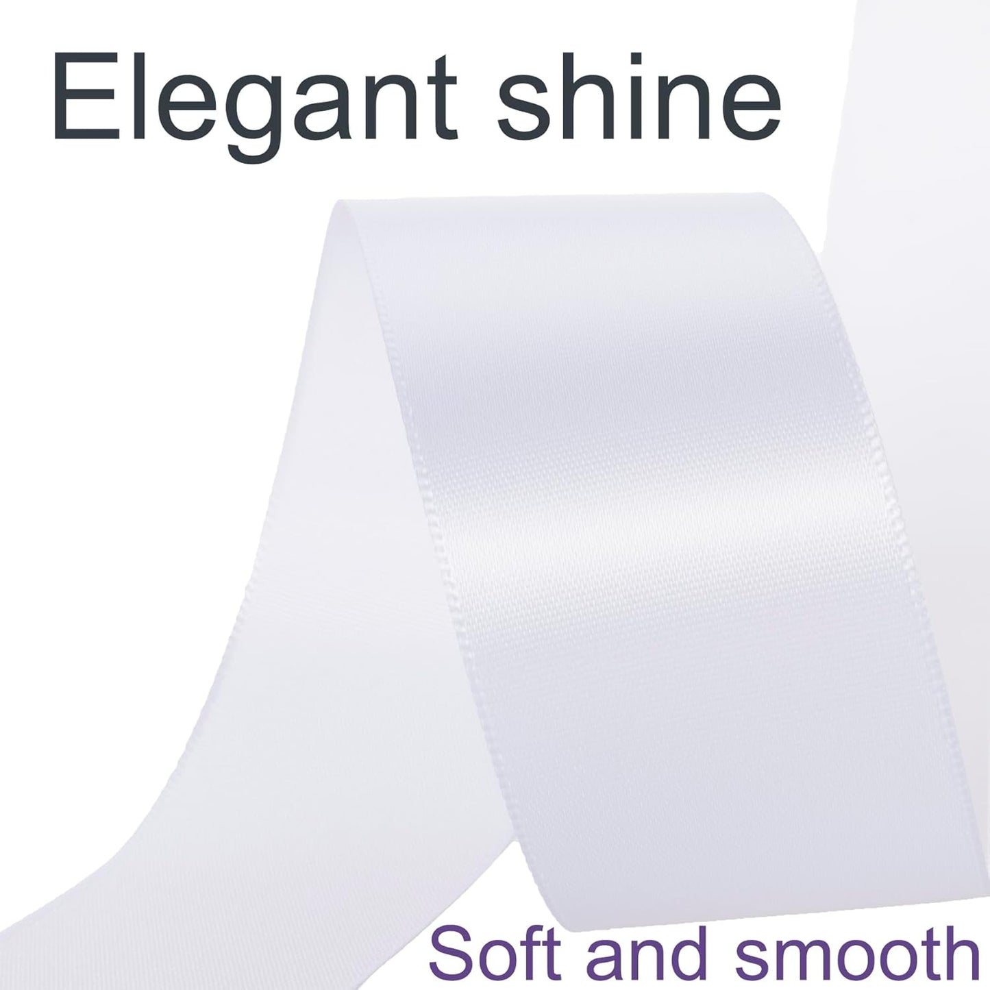 1-1/2 Inch White Ribbon, 50 Yards Craft Polyester Satin Ribbon Perfect for Gift Wrapping, Handmade Roses, Wedding Party Decorations and DIY Crafts