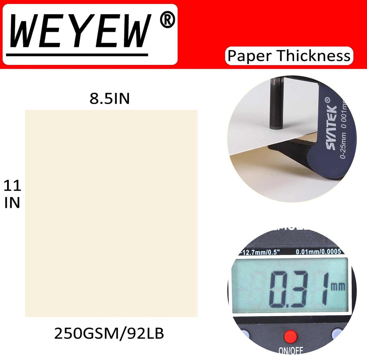 100 Sheets 92lb Cream Cardstock, 8.5" x 11", Premium Card Stock Blank Invitation Paper Greeting Cards DIY Craft Card Making, 92LB Cover 250 GSM