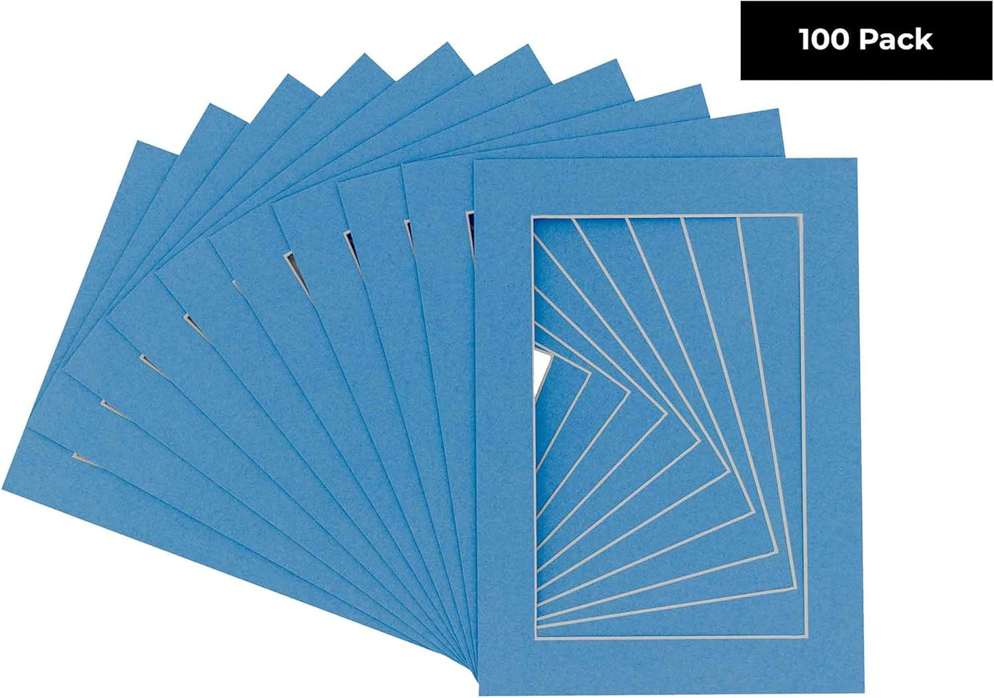 11x14 Mat for 8.5x11 Photo - Precut Bay Blue Picture Matboard for Frames Measuring 11 x 14 Inches - Bevel Cut Matte to Display Art Measuring 8.5 x 11 Inches - Acid Free Pack of 100 MATS