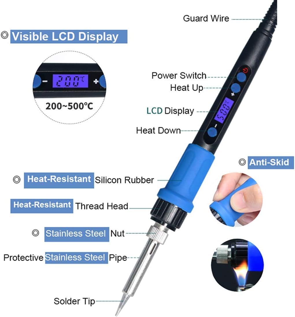 112PCS Calegency Wood Burning Kit-Wood Burning Tool Set with Digital LCD Display Pyrography Pen Adjustable Temperature and Embossing/Carving/Soldering/Engraving Tips for Wooden Crafts