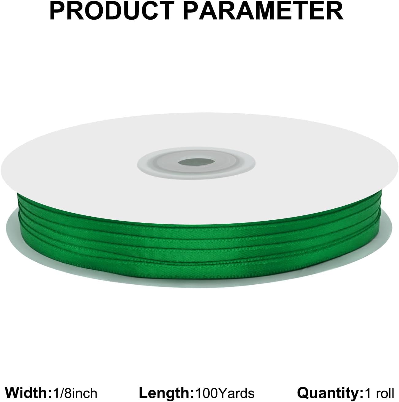 1/8" X 100 Yards Forest Green Satin Thin Ribbon Solid Color Double Faced Ribbons Perfect for Crafts Wedding Decor Bow Making Arts Sewing and More