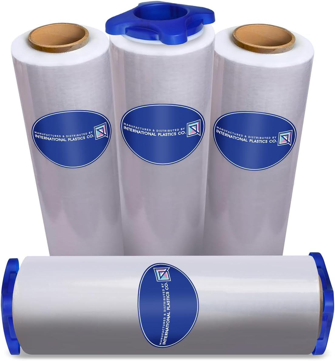 International Plastics Co. 18" Stretch Film/Wrap 1500 feet 7 Layers 80 Gauge Industrial Strength up to 800% Stretch 20 Microns Adhering Packing Moving Heavy Duty (Clear, 1 Pack - Tension Handles)