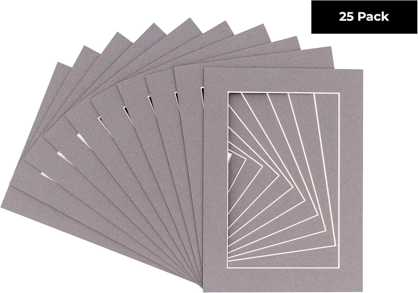 11x14 Mat for 8.5x11 Photo - Precut Charcoal Picture Matboard for Frames 11 x 14 Inches - Bevel Cut Matte to Display Art 8.5 x 11 Inches - Acid Free Pack of 25 MATS with Backing Boards & Clear Bags