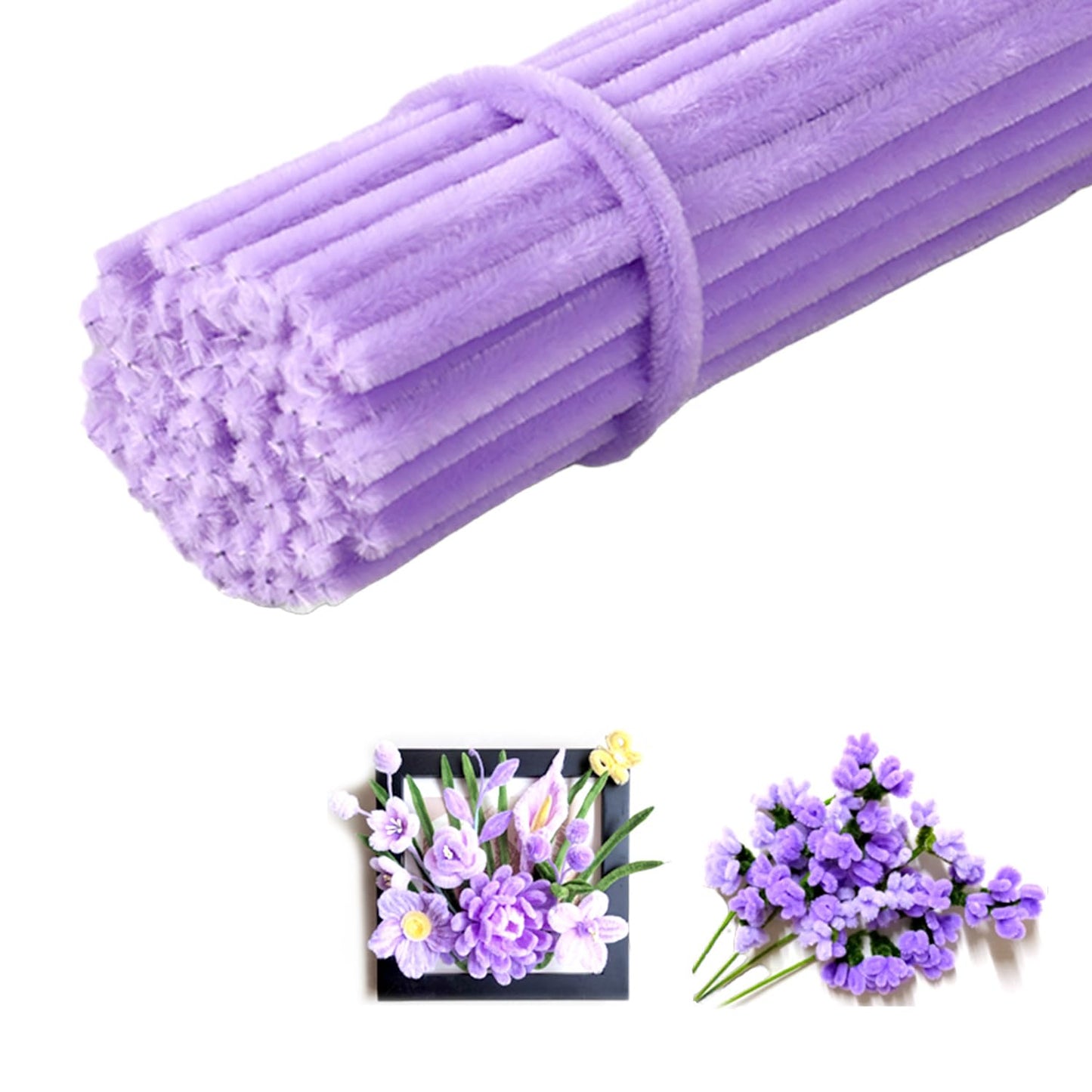 100 Pieces Pipe Cleaners Chenille Stem, Pastel Candy Color Pipe Cleaners Set for Pipe Cleaners DIY Arts Crafts Decorations, Chenille Stems Pipe Cleaners (Light Purple)