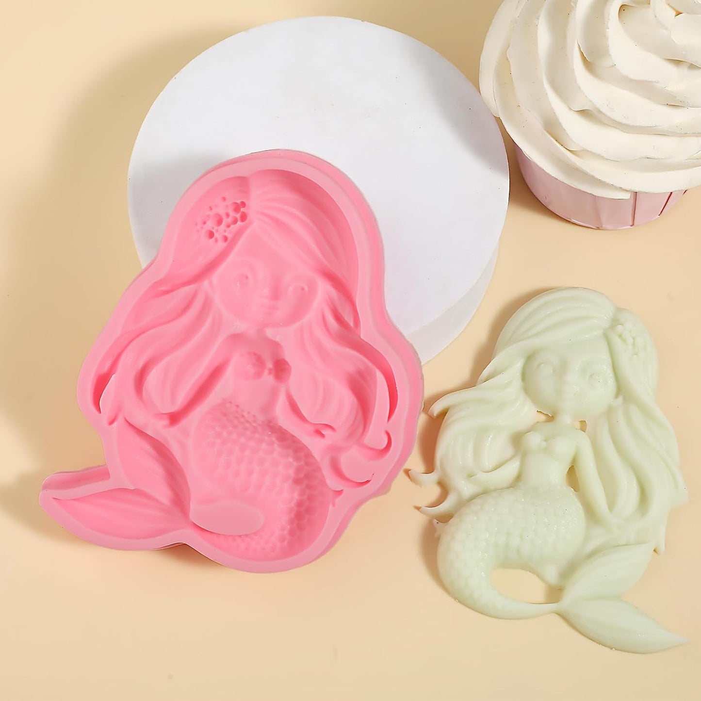 1 Pcs Mermaid Candy Fondant Mold, Reusable Chocolate Silicone Molds for Ocean Fairy Tale Theme Cake Decoration Baking Cookie Dough Jelly, Resin Crafts Plaster Modeling Clay