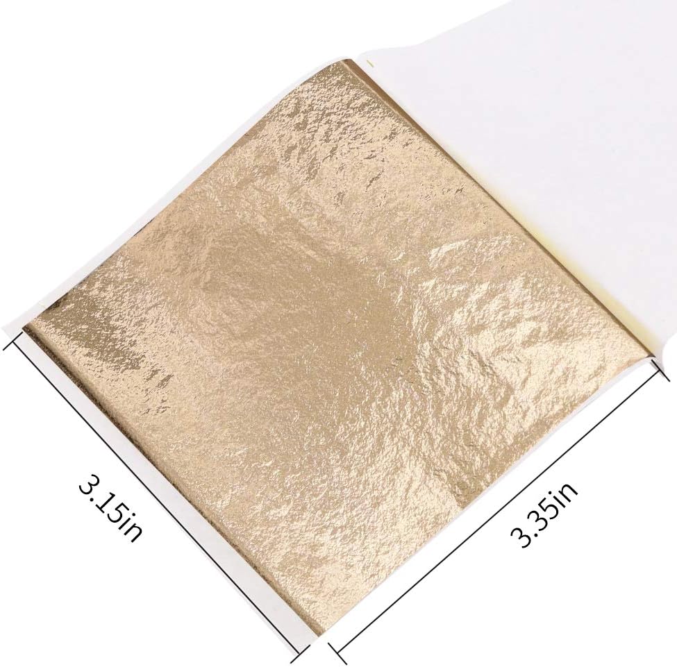 Imitation Gold Leaf Sheets - KINNO Champagne Gold Foil Multipurpose for Home, Wall, Frame, Ceiling, Furniture Decoration, 100 Sheets 3.15 by 3.35 Inches