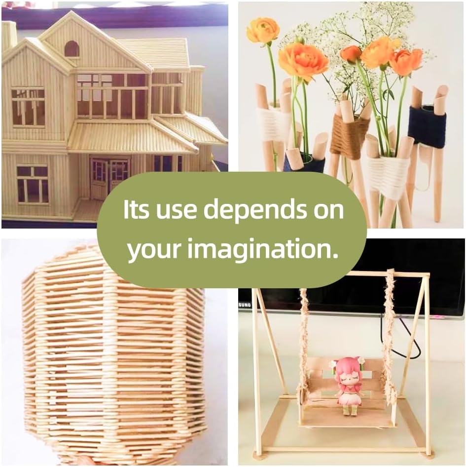 100 PCS Dowel Rods Wood Sticks Wooden Dowel Rods - 1/2 x 17.5 Inch Unfinished Bamboo Sticks - for Crafts and DIYers