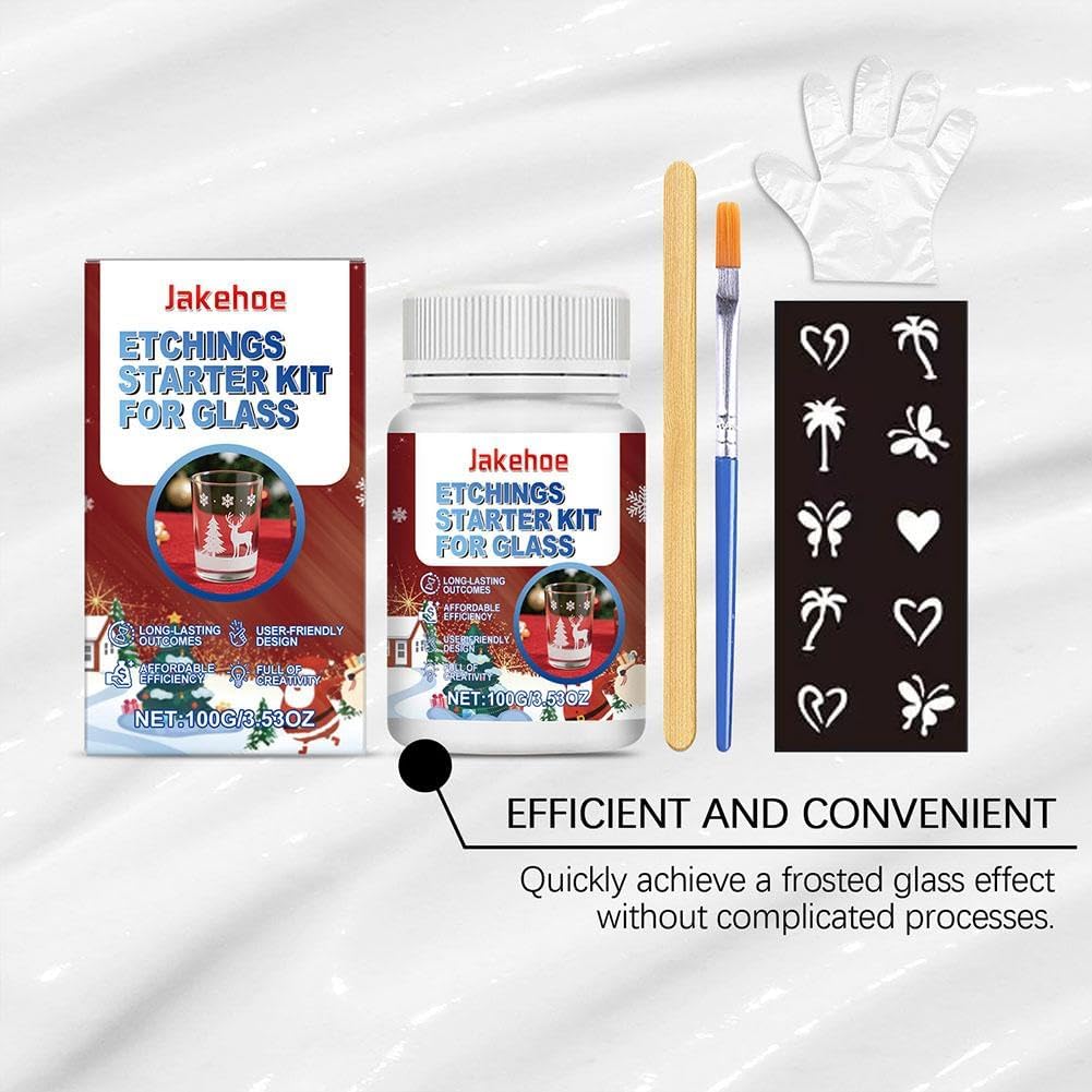 10oz Frosted Etch Starter Kit for Glass,Glassware Etching Kit Creates Permanent Etched Patterns,Art Mirrors Frosted Cream for Mirrors,Windows, Glass Etching Starter Medium for Intricate Designs