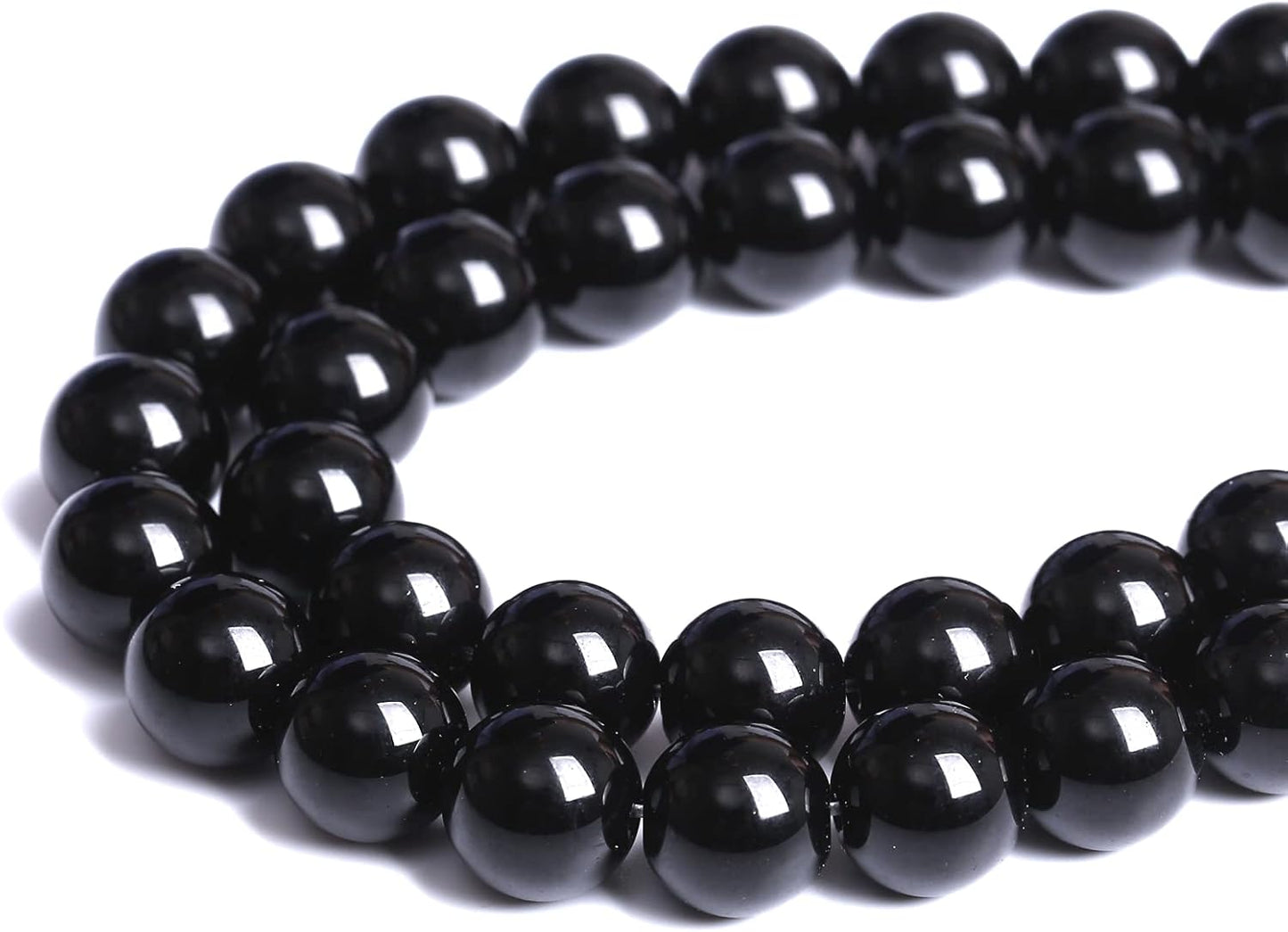 10mm 41pcs Natural Black Agates Onyx Stone Beads Smooth Round Loose Spacer Beads for Jewelry Making DIY Bracelets 15" (Black Agate, 10mm)