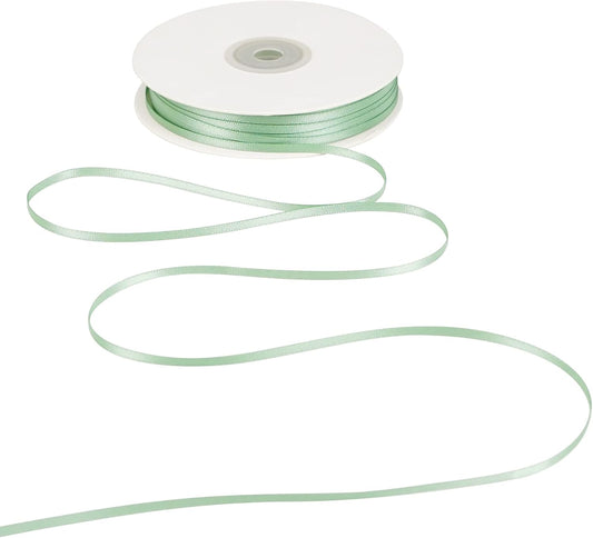 HUIHUANG Sage Green Ribbon 1/8 inch X100 Yards Roll Thin Satin Ribbon Double Face Craft Ribbon for Gift Wrapping DIY Bows Decoration Sewing and Invitation Card Hanging Tags