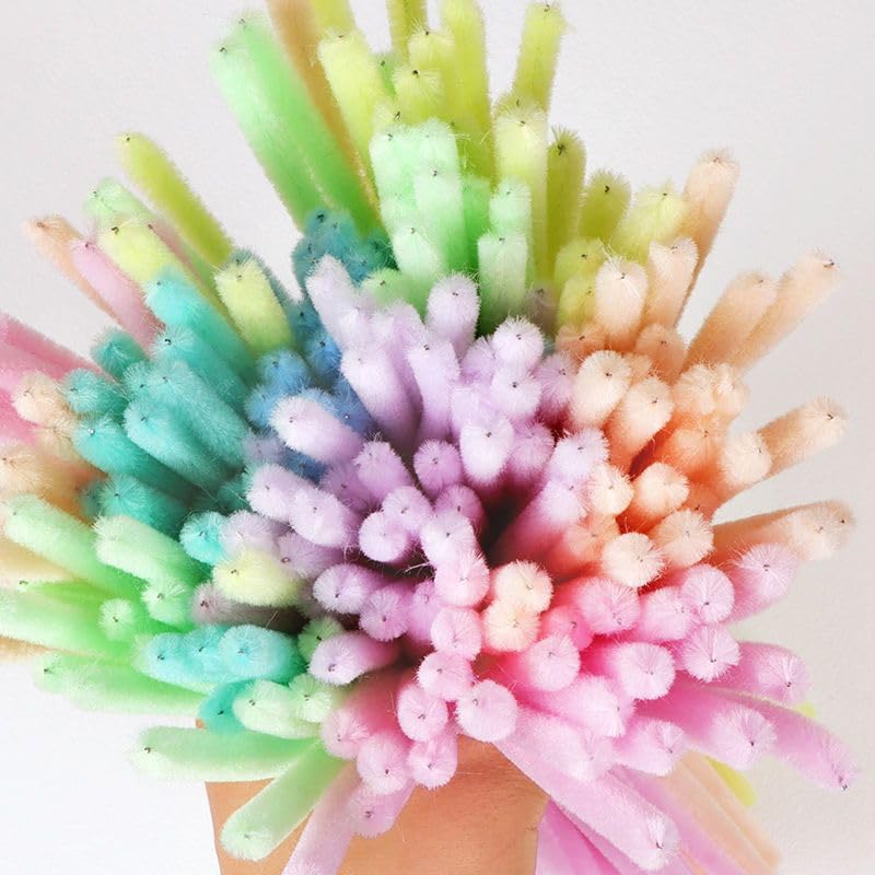 100 Pieces Pipe Cleaners Chenille Stem, Pastel Candy Color Pipe Cleaners Set for Pipe Cleaners DIY Arts Crafts Decorations, Chenille Stems Pipe Cleaners (Light Green)