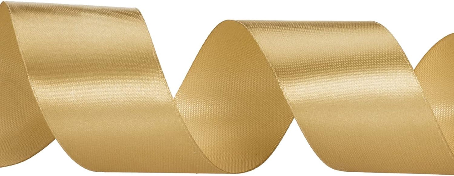 1 1/2 Inch Champaign Gold Solid Satin Ribbon, 50 Yards Craft Fabric Ribbon for Gift Wrapping Floral Bouquets Wedding Party Decoration