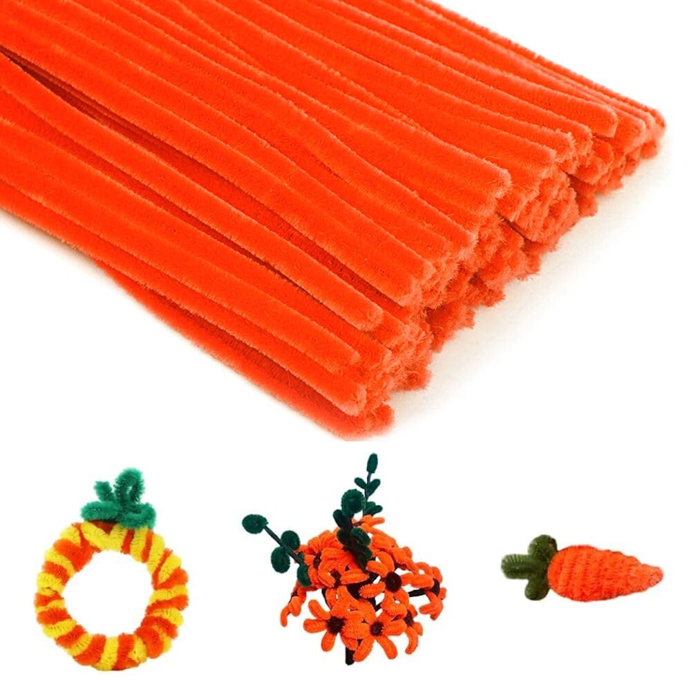 100 Pieces Pipe Cleaners Chenille Stem, Pastel Candy Color Pipe Cleaners Set for Pipe Cleaners DIY Arts Crafts Decorations, Chenille Stems Pipe Cleaners (Orange)