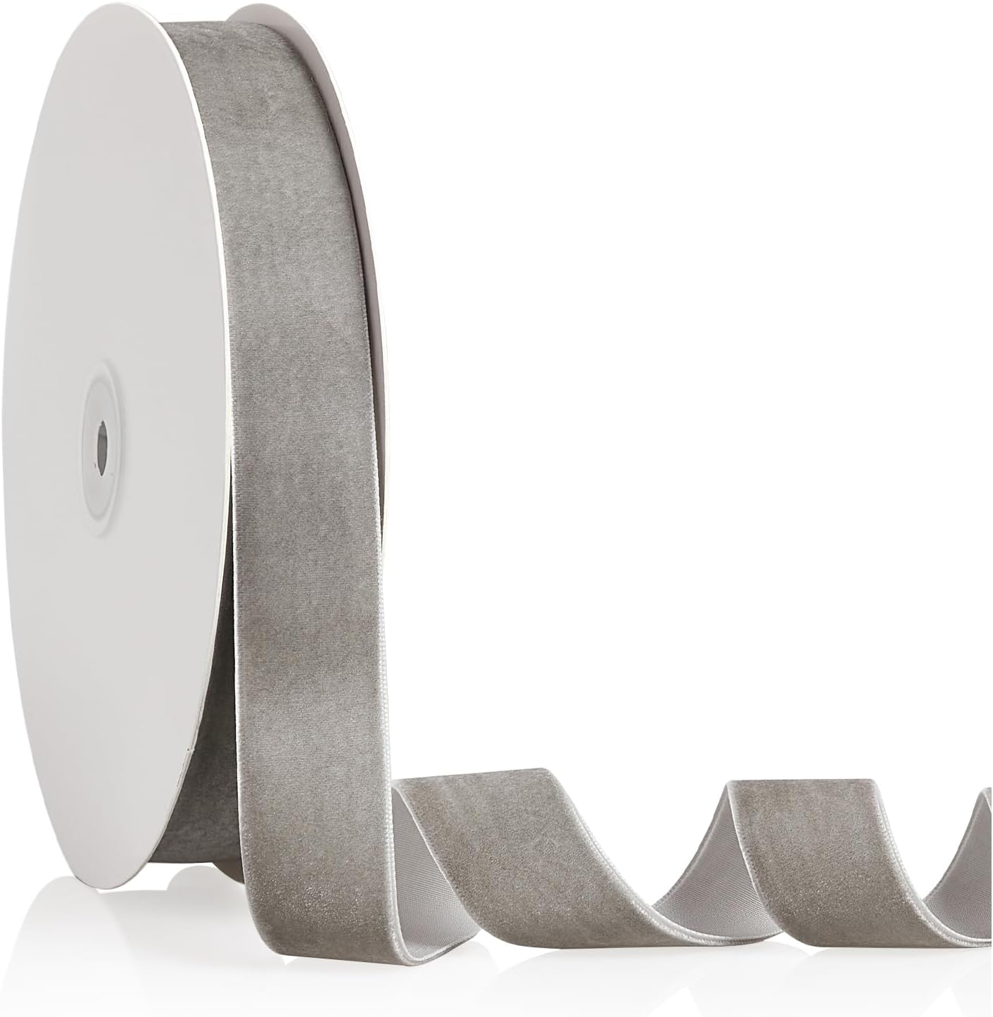 1" X 20 Yards Silver Grey Velvet Ribbon for Christmas Tree Wreath Decoration Handmade Crafts Ornaments Gift Wrapping & Bow Making