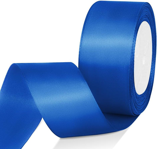 1-1/2" x 25 Yards Satin Ribbon, Royal Blue Silk Ribbon Ideal for Gift Wrapping, Floral Bouquets, Crafts, Wedding Party Decorations, Christmas and Sewing Projects