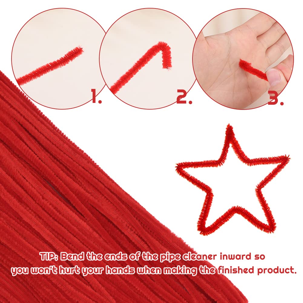 110 Pieces Red Pipe Cleaners - Christmas Chenille Stem for Creative Home Decoration, Arts and Crafts Projects