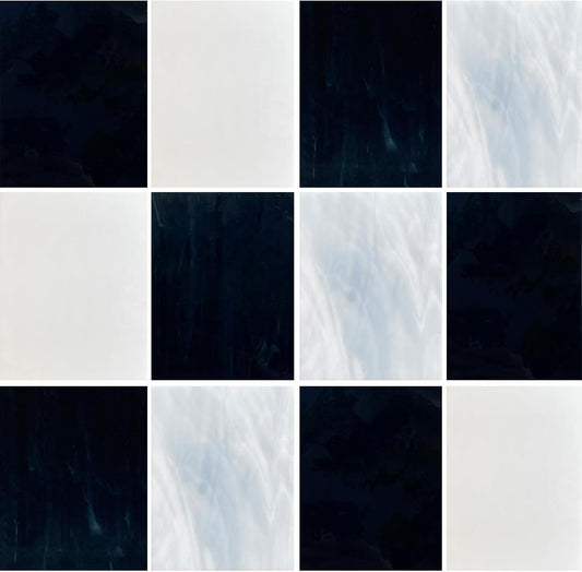 ILLUCKAI 12 Sheets White Black Stained Glass Variety Pack, 4 x 6 Inch Art Mosaic Tiles for Crafts, Supplies for Glass Hobbyists and Beginners