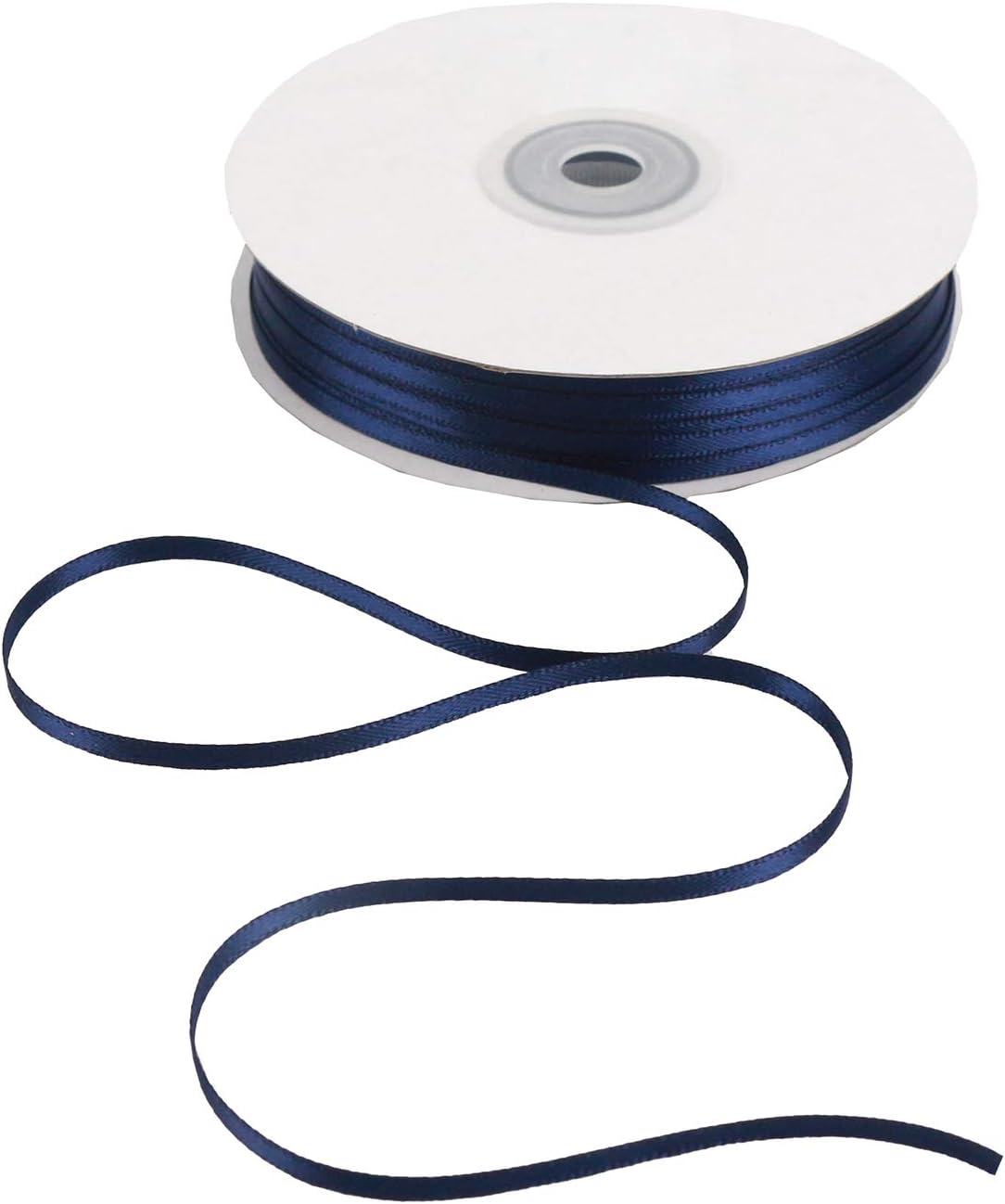 HUIHUANG Solid Color Satin Ribbon 1/8 inch x 100 Yards Roll Ribbon for Crafts (Navy)