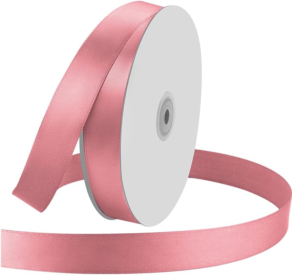 1" Wide x 100 Yards Single Face Polyester Satin Ribbon, Satin Ribbon for Crafts, Gift, Hair Bows, Wedding Party Decoration, Bow Making & Other Projects (Pink)