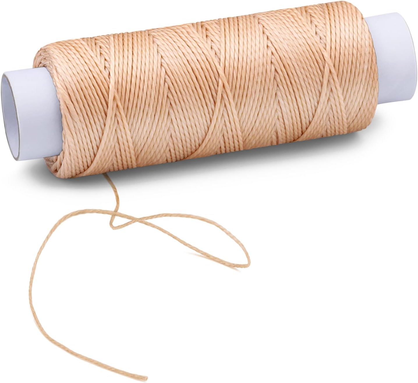 0.8 mm 54 Yards Round Waxed Thread, Leather Thread Wax String for Sewing, Stitching, Bookbinding, Bracelet, Braiding (Beige)