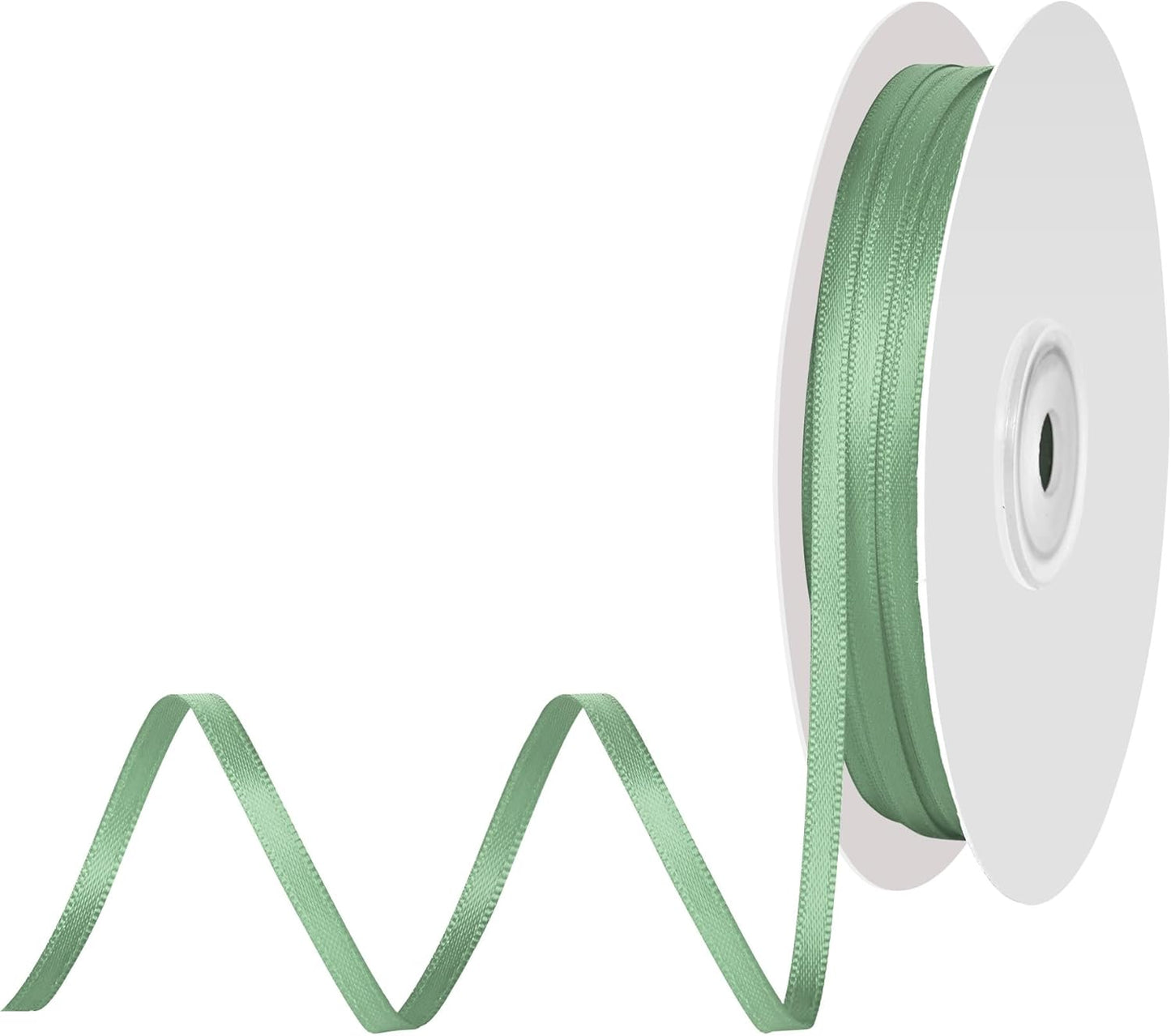 1/8 Inch X 100 Yards Sage Green Satin Thin Ribbon Solid Color Double Faced Ribbons Perfect for Crafts Wedding Decor Bow Making Arts Sewing and More