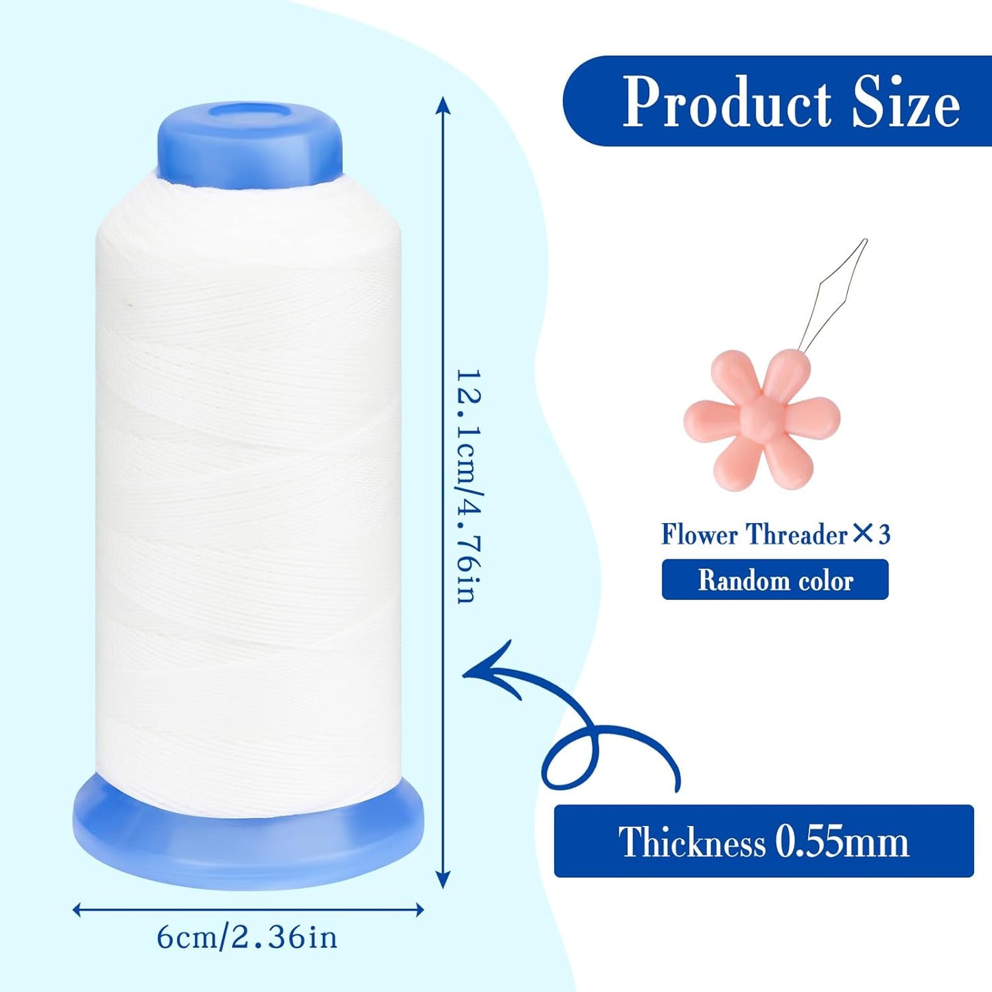 0.55mm Beading Threads, 490 Yards Round Waxed Threads Polyester Cord Bracelet Beading Cords for Bracelet DIY Craft Jewelry Making Sewing Craft