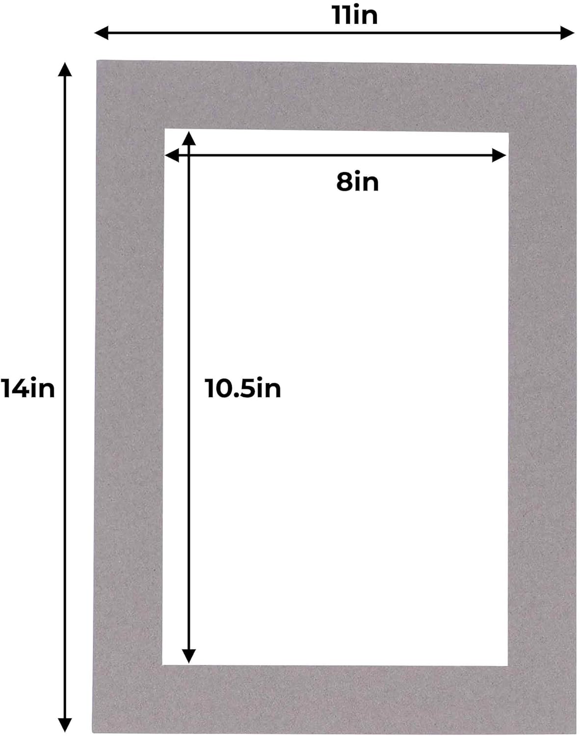 11x14 Mat for 8.5x11 Photo - Precut Charcoal Picture Matboard for Frames 11 x 14 Inches - Bevel Cut Matte to Display Art 8.5 x 11 Inches - Acid Free Pack of 25 MATS with Backing Boards & Clear Bags