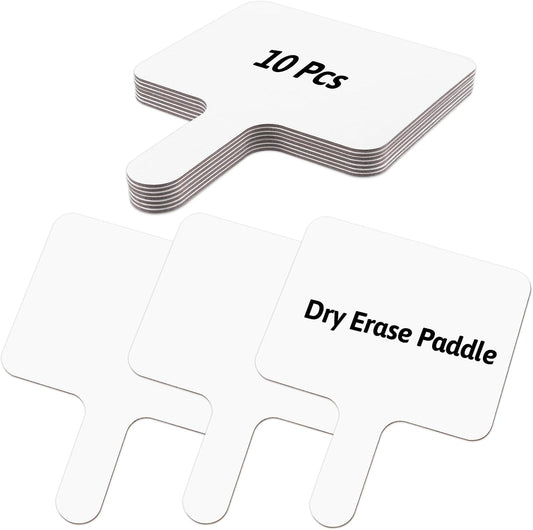 10 Pcs Dry Erase Answer Paddles 10x8 Inch Handheld White Boards Mini Double Sided Dry Erase Signs Small Auction Paddles for Students Teachers Office Classroom Meeting Voting Family Games Party