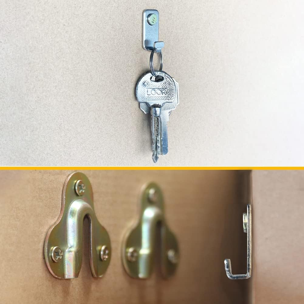 10pcs Heavy Duty T-Head J-Shaped Hangers 304 Stainless Steel Wall Mounted Mini Wall Hooks Hanger for Mirror Picture Frames Hanging Wire/D Rings/Keyhole Hangers